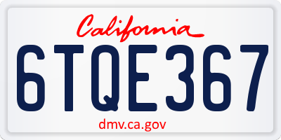 CA license plate 6TQE367