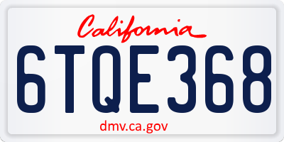 CA license plate 6TQE368