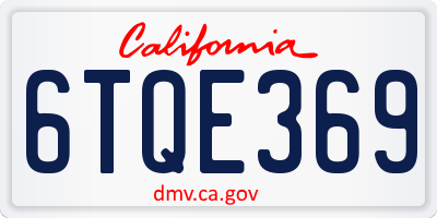 CA license plate 6TQE369