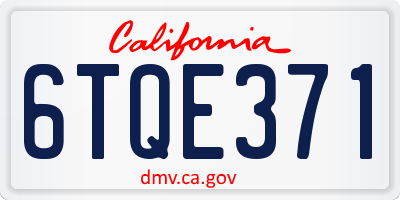 CA license plate 6TQE371