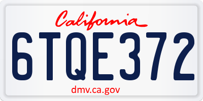 CA license plate 6TQE372