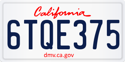 CA license plate 6TQE375