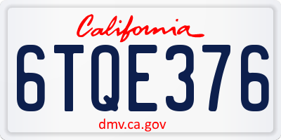 CA license plate 6TQE376