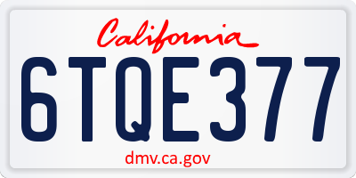 CA license plate 6TQE377