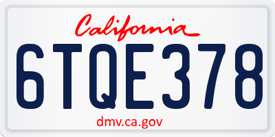 CA license plate 6TQE378