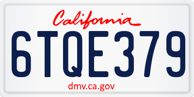 CA license plate 6TQE379