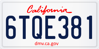 CA license plate 6TQE381