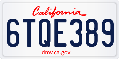 CA license plate 6TQE389