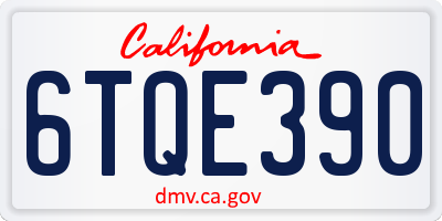 CA license plate 6TQE390