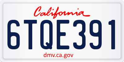 CA license plate 6TQE391