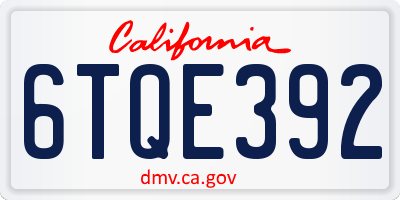 CA license plate 6TQE392