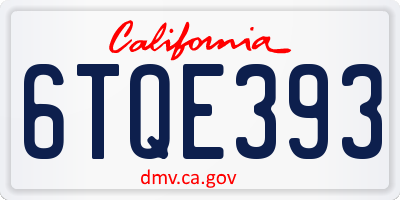 CA license plate 6TQE393