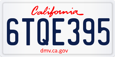 CA license plate 6TQE395