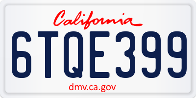 CA license plate 6TQE399