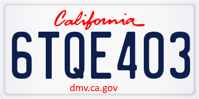 CA license plate 6TQE403