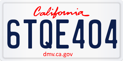 CA license plate 6TQE404