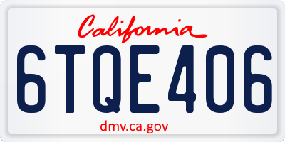 CA license plate 6TQE406