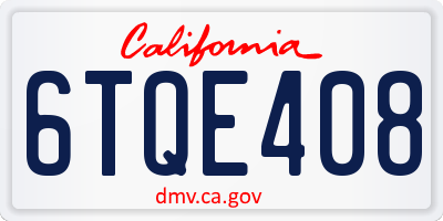 CA license plate 6TQE408