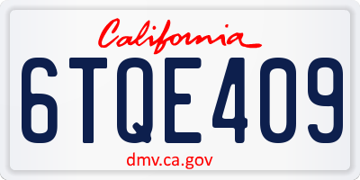 CA license plate 6TQE409