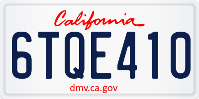 CA license plate 6TQE410