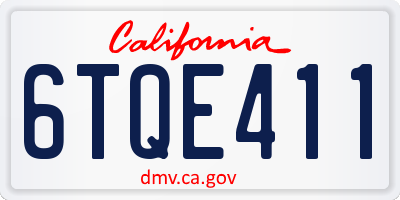 CA license plate 6TQE411