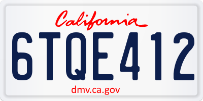 CA license plate 6TQE412