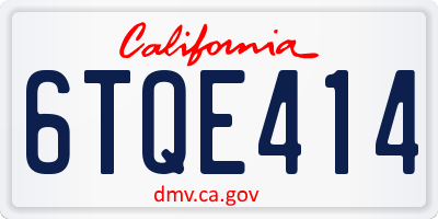 CA license plate 6TQE414