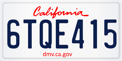 CA license plate 6TQE415