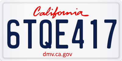 CA license plate 6TQE417