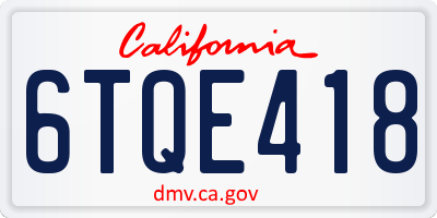 CA license plate 6TQE418