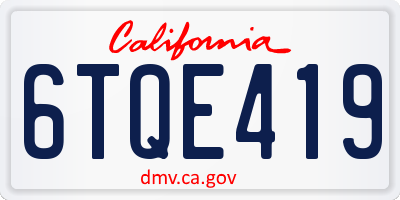CA license plate 6TQE419