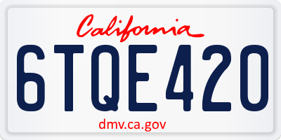 CA license plate 6TQE420