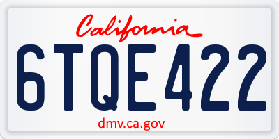 CA license plate 6TQE422