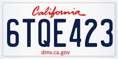 CA license plate 6TQE423