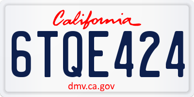 CA license plate 6TQE424