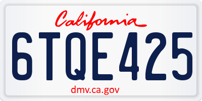 CA license plate 6TQE425