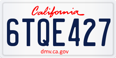 CA license plate 6TQE427