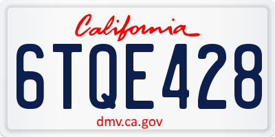CA license plate 6TQE428