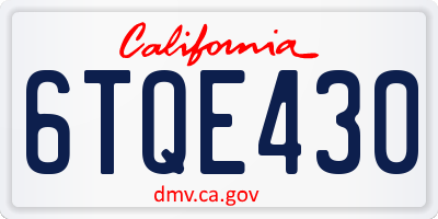 CA license plate 6TQE430