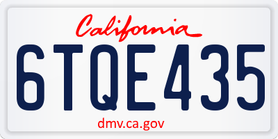 CA license plate 6TQE435