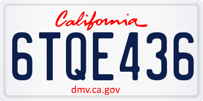 CA license plate 6TQE436