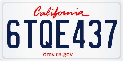 CA license plate 6TQE437