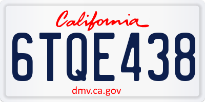 CA license plate 6TQE438