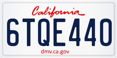 CA license plate 6TQE440