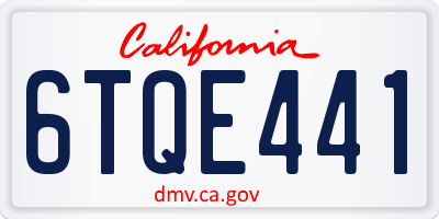 CA license plate 6TQE441
