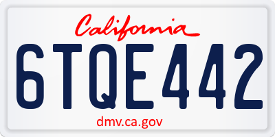 CA license plate 6TQE442