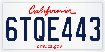 CA license plate 6TQE443