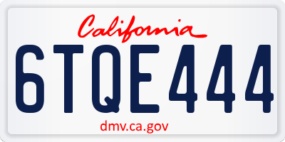 CA license plate 6TQE444