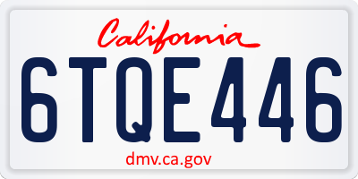 CA license plate 6TQE446