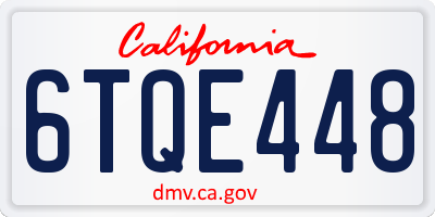 CA license plate 6TQE448